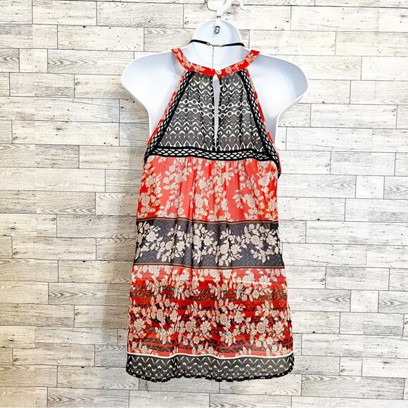 ANTHROPOLOGIE | MEADOW RUE Annora Red & Black Floral Tank Top, S - Picture 9 of 12